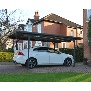 The Verona car port in grey with clear roof