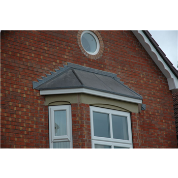 Lead look double hip overlay bay roof