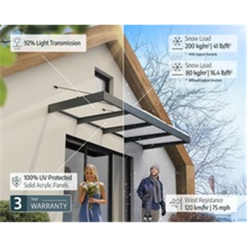SOPHIA XL Door Canopy - GREY and CLEAR projection 1380mm