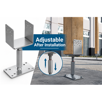 Height Adjustable post base U shape stirrup