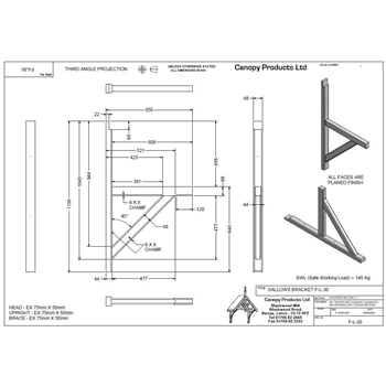 F-L30 Timber Mono pitched Gallows Bracket 650mm projection