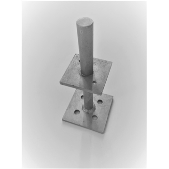 Galvanised Steel Flanged Pin 210mm high receives post size 75mm x 75mm GSF-PIN75