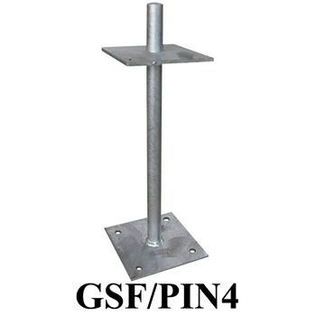 Galvanised Steel Flanged Pin 420mm high to recieve post size 150mm x 150mm or 200mm x 200mm GSF-PIN4