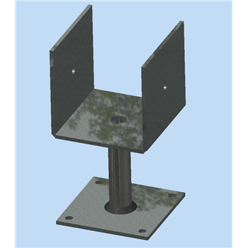 Galvanised Steel Stirrup Post Base. 156mm high To receive post size ex 150mm x 160mm+ GSF-S1
