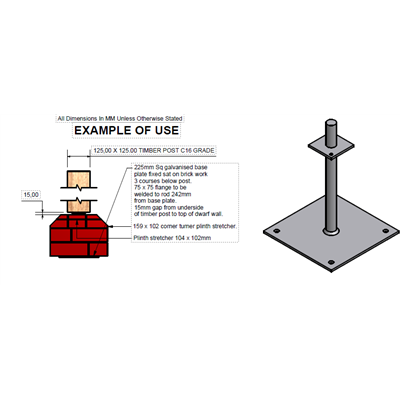 Top plate 75mm x 75mm for posts 80mm-125mm