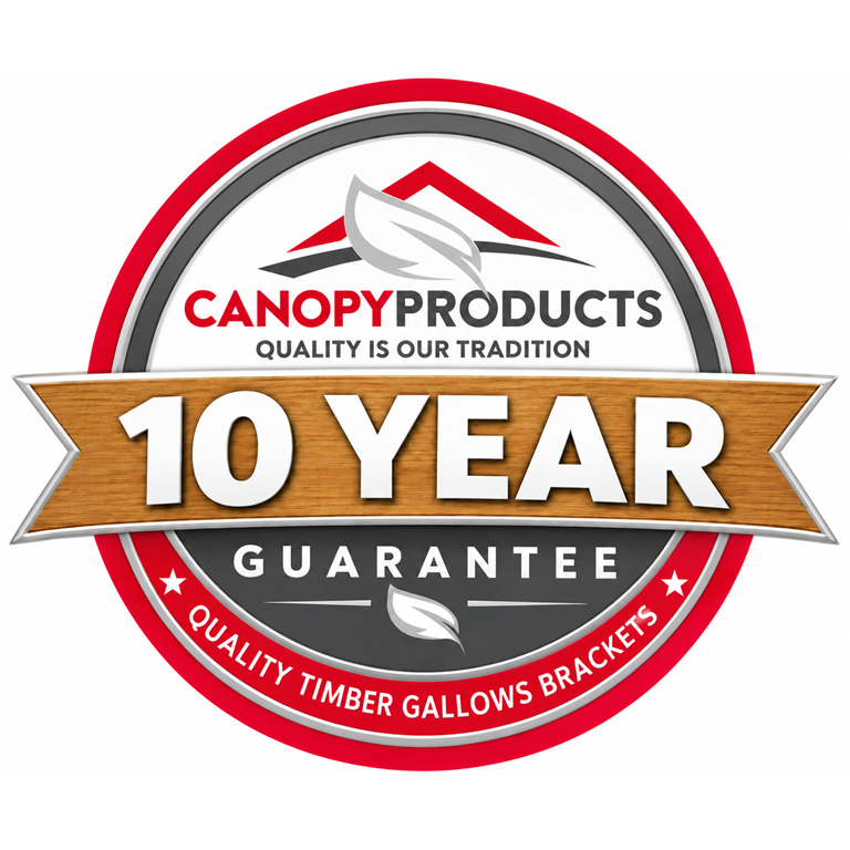 Canopy products LTD 10 year timber Gallows Bracket guarantee.