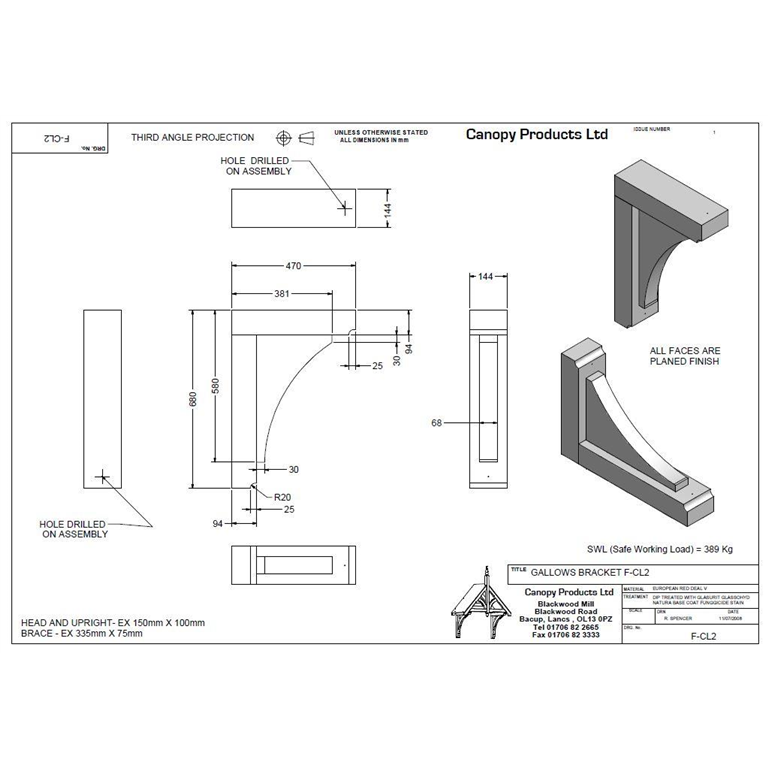 F-CL-2 Timber Corbel Bracket 470mm projection