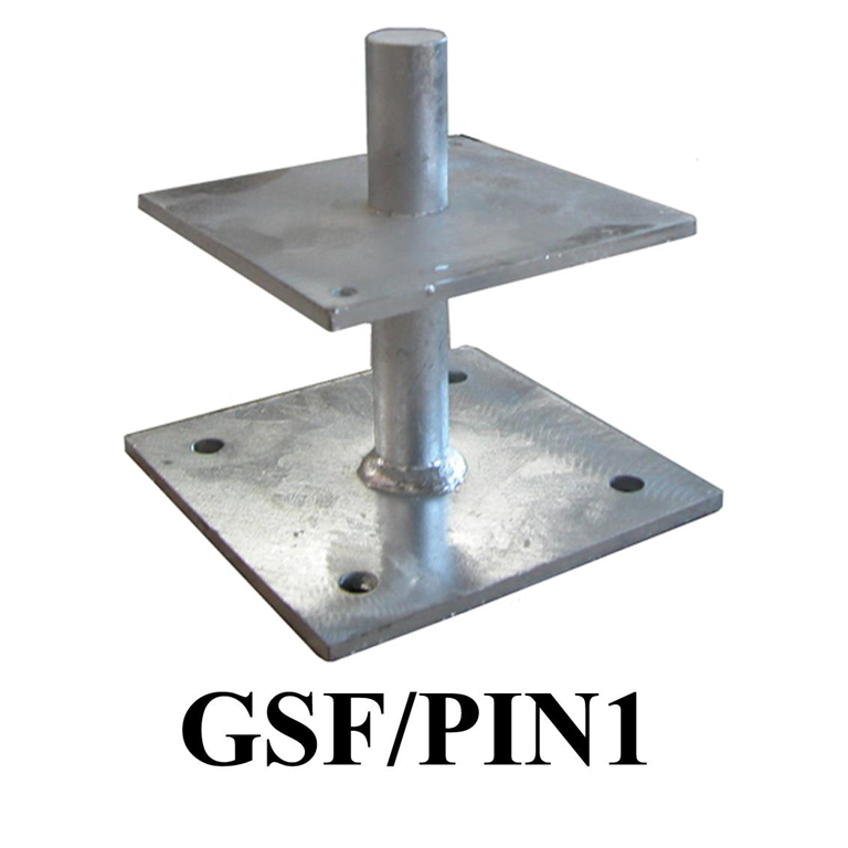 Galvanised Steel Flanged Pin 150mm high to recieve 150mm x 150mm or 200mm x 200mm post GSF-PIN1