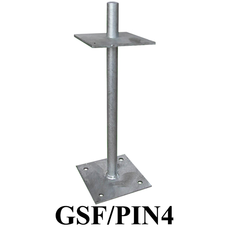 Galvanised Steel Flanged Pin 420mm high to recieve post size 150mm x 150mm or 200mm x 200mm GSF-PIN4