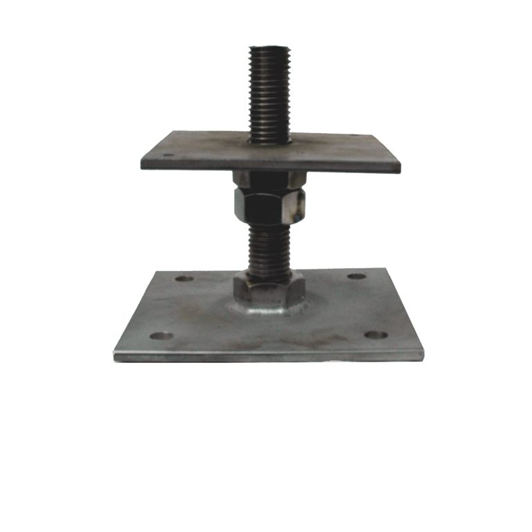Stainless Steel Adjustable post base, 150mm high, plate size 123mm x 123mm SSB1P3