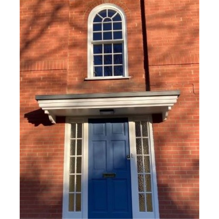Timber door canopy flat with lead roof