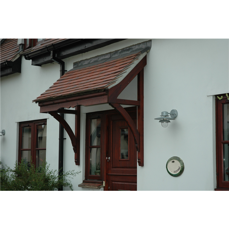 Dark stained Door canopy