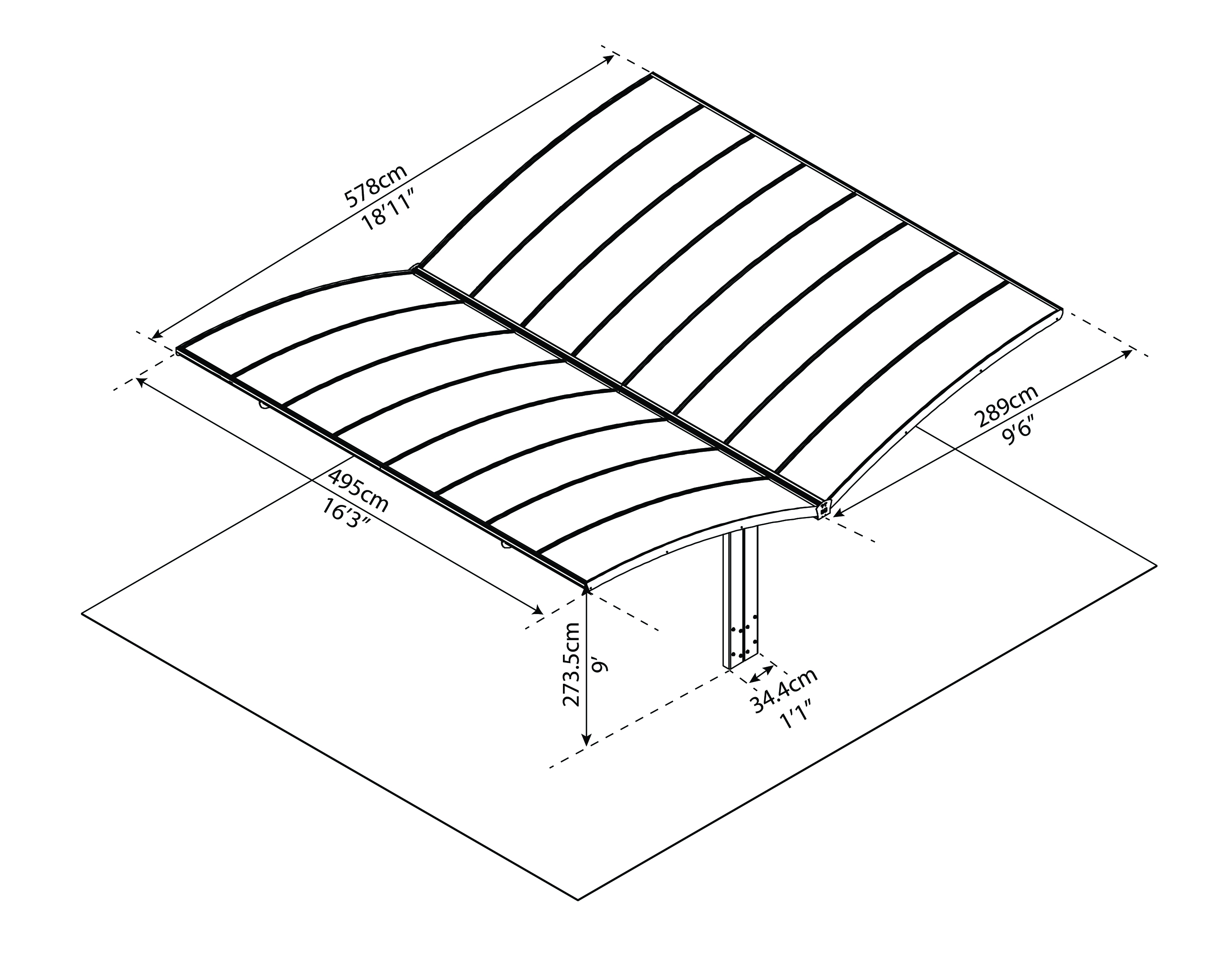 Arizona double wave car port dimensions