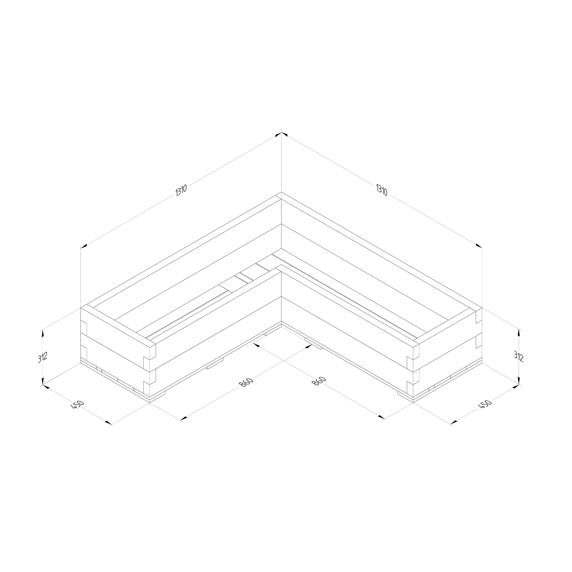 Caledonian Corner Raised Bed 130 x 130cm Blackwood Outdoor Living UK