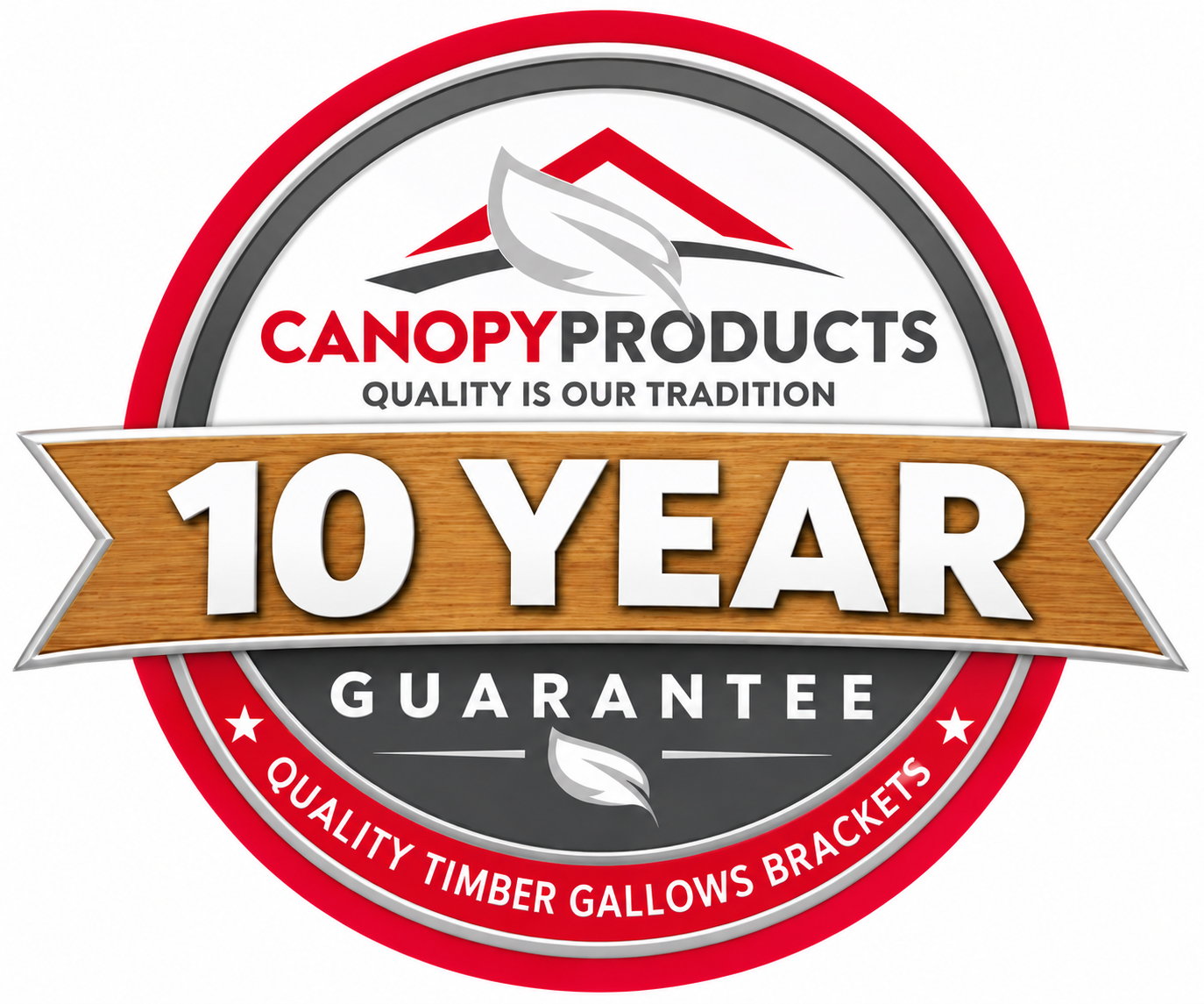 Canopy products LTD 10 year timber Gallows Bracket guarantee.