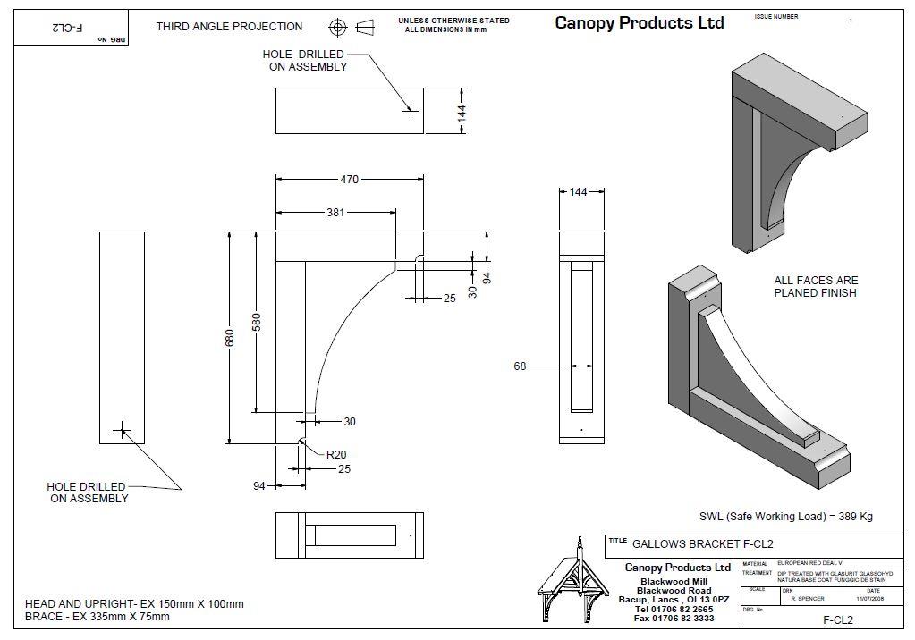 F-CL-2 Timber Corbel Bracket 470mm projection