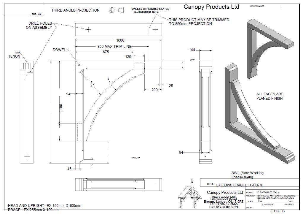 F-HU-3B Engineered Heavy DutyTimber Gallows Bracket Projection 1000mm