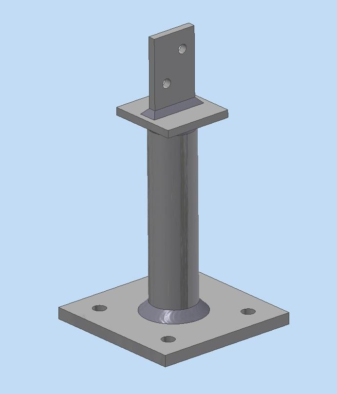 Stainless steel vertical post plate,200mm brush polished column, 220mm Post height, post flange plate 75mm x 75mm -SSB-FH100