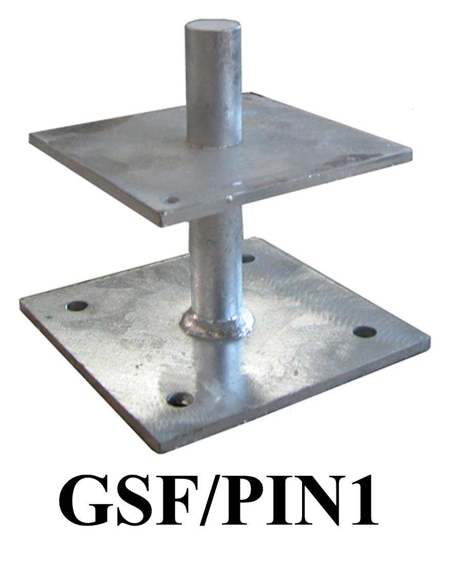 Galvanised Steel Flanged Pin 150mm high to recieve 150mm x 150mm or 200mm x 200mm post GSF-PIN1