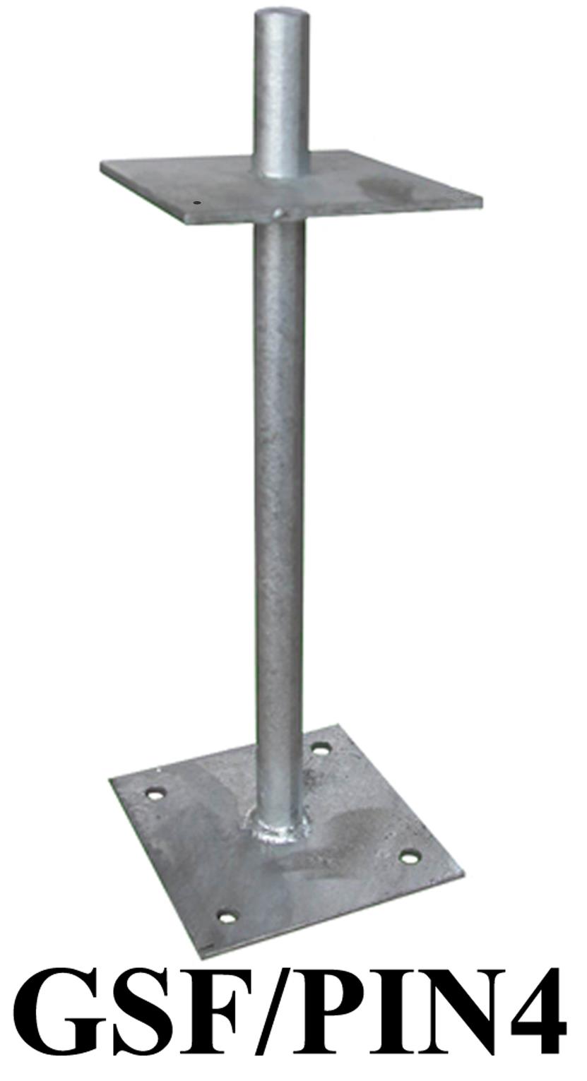 Galvanised Steel Flanged Pin 420mm high to recieve post size 150mm x 150mm or 200mm x 200mm GSF-PIN4