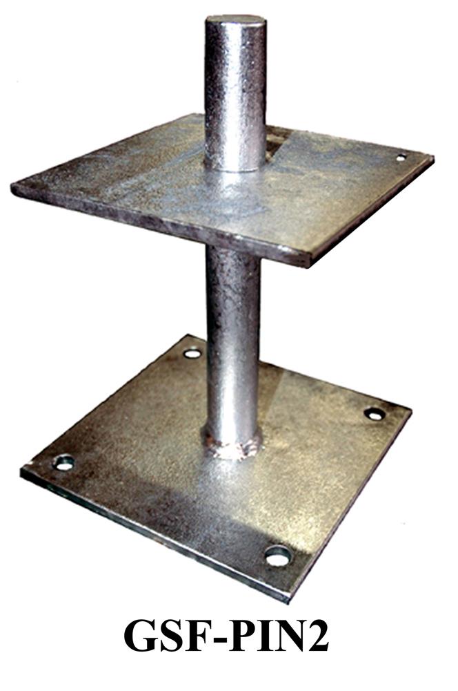 Galvanised Steel Flanged Pin 200mm high to receive a 150mm x 150mm or 200mm x 200mm post GSF-PIN2