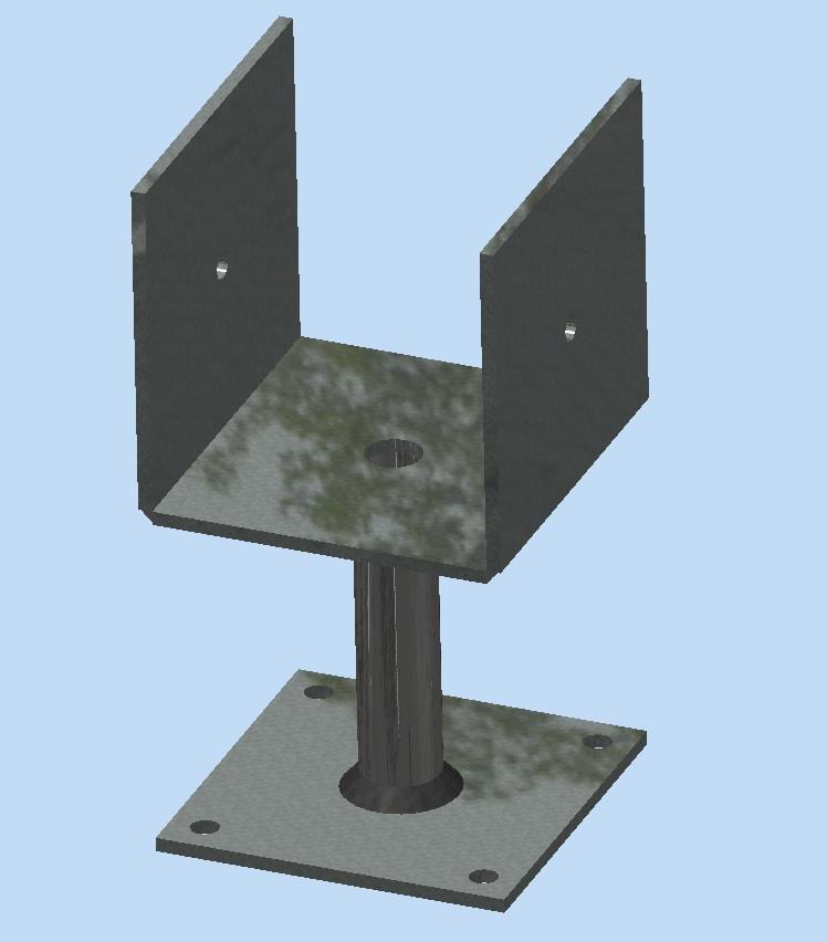 Galvanised Steel Stirrup Post Base. 156mm high To receive post size ex 150mm x 160mm+ GSF-S1