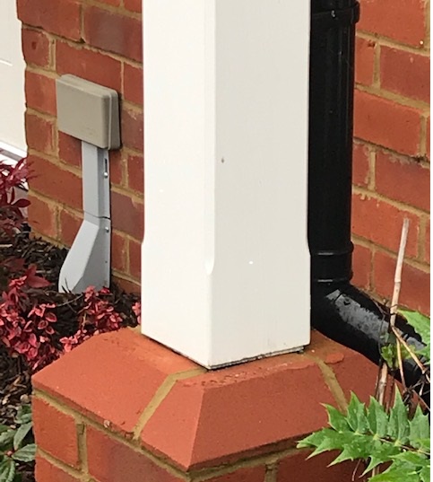 Porch post painted on site