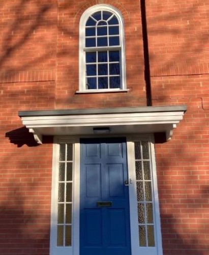 Timber door canopy flat with lead roof